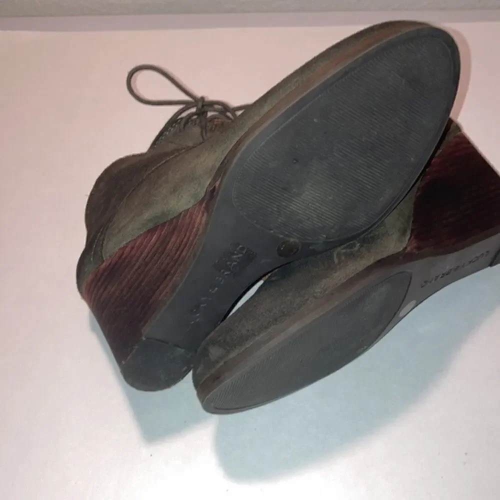 Lucky Brand suede leather army green 3” wedges